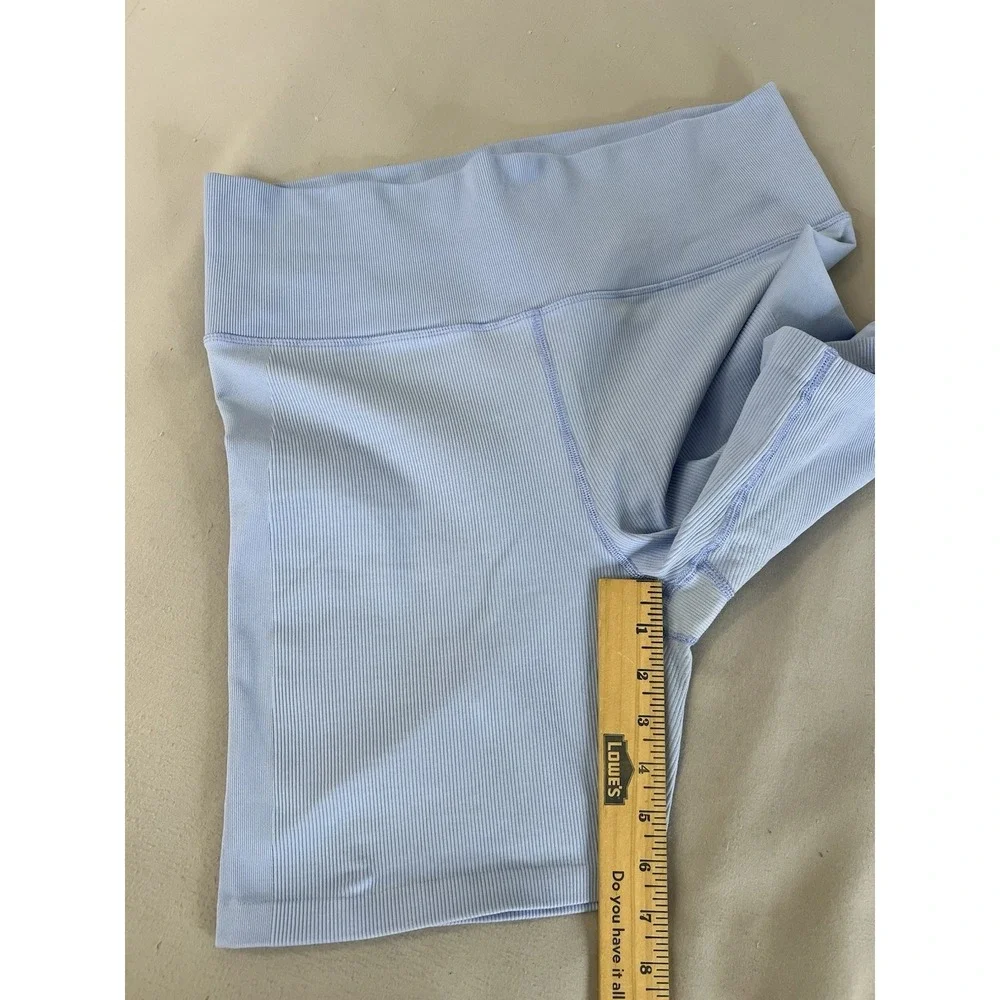 Athleta Women's Ribbed Bike‎ Shorts Sz XL Light Blue